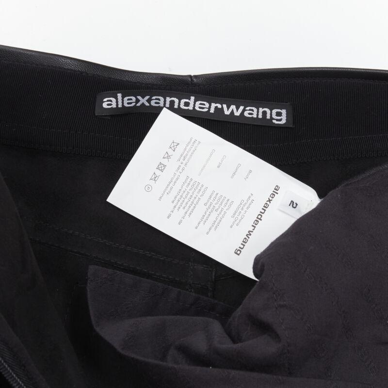 ALEXANDER WANG black faux leather silver studded draped wrap tie shorts US2 XS For Sale 4