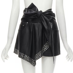 ALEXANDER WANG schwarze, silberne, drapierte Krawatten Shorts aus Kunstleder, US2 XS