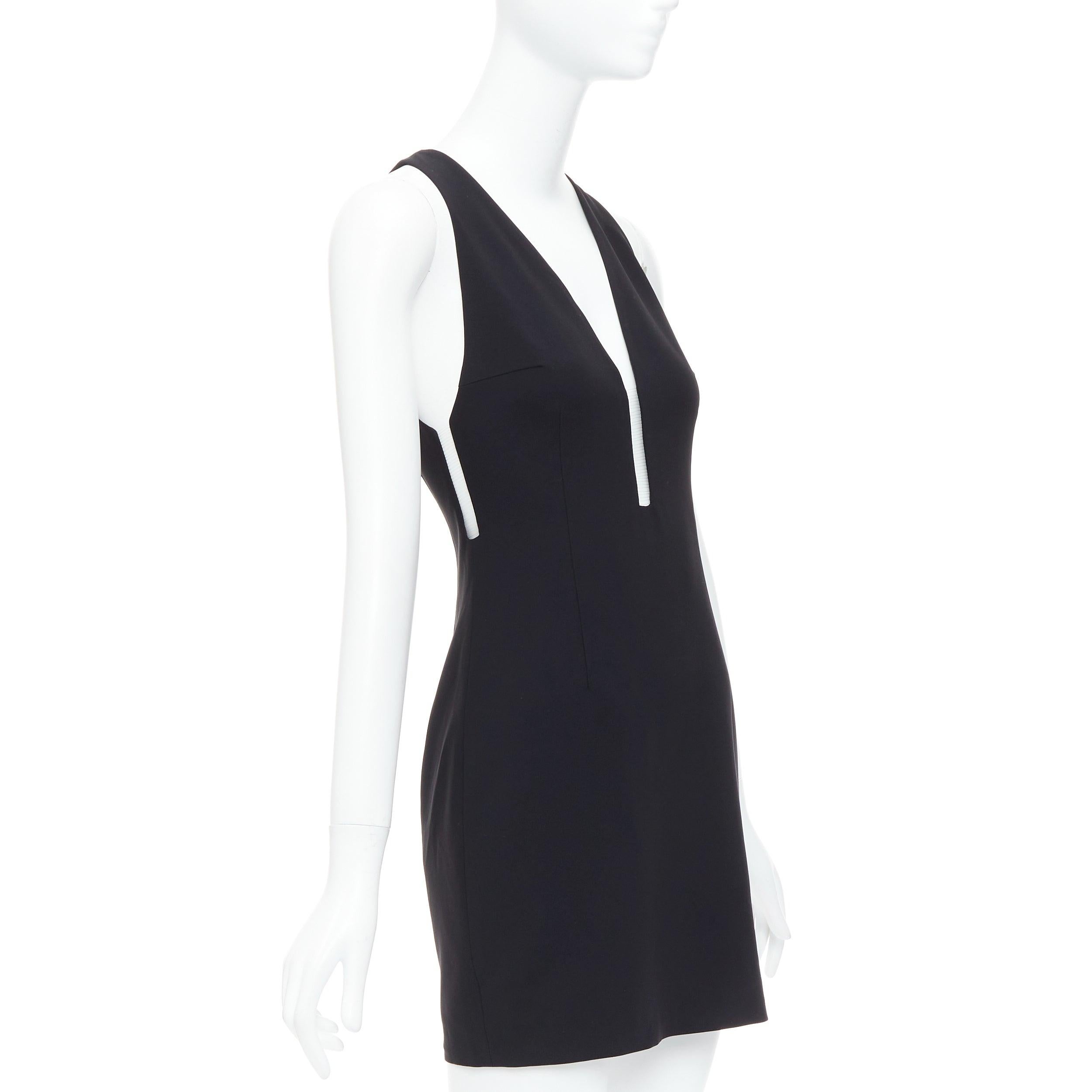 Black ALEXANDER WANG black fish wire plunge neck mini dress US2 S For Sale