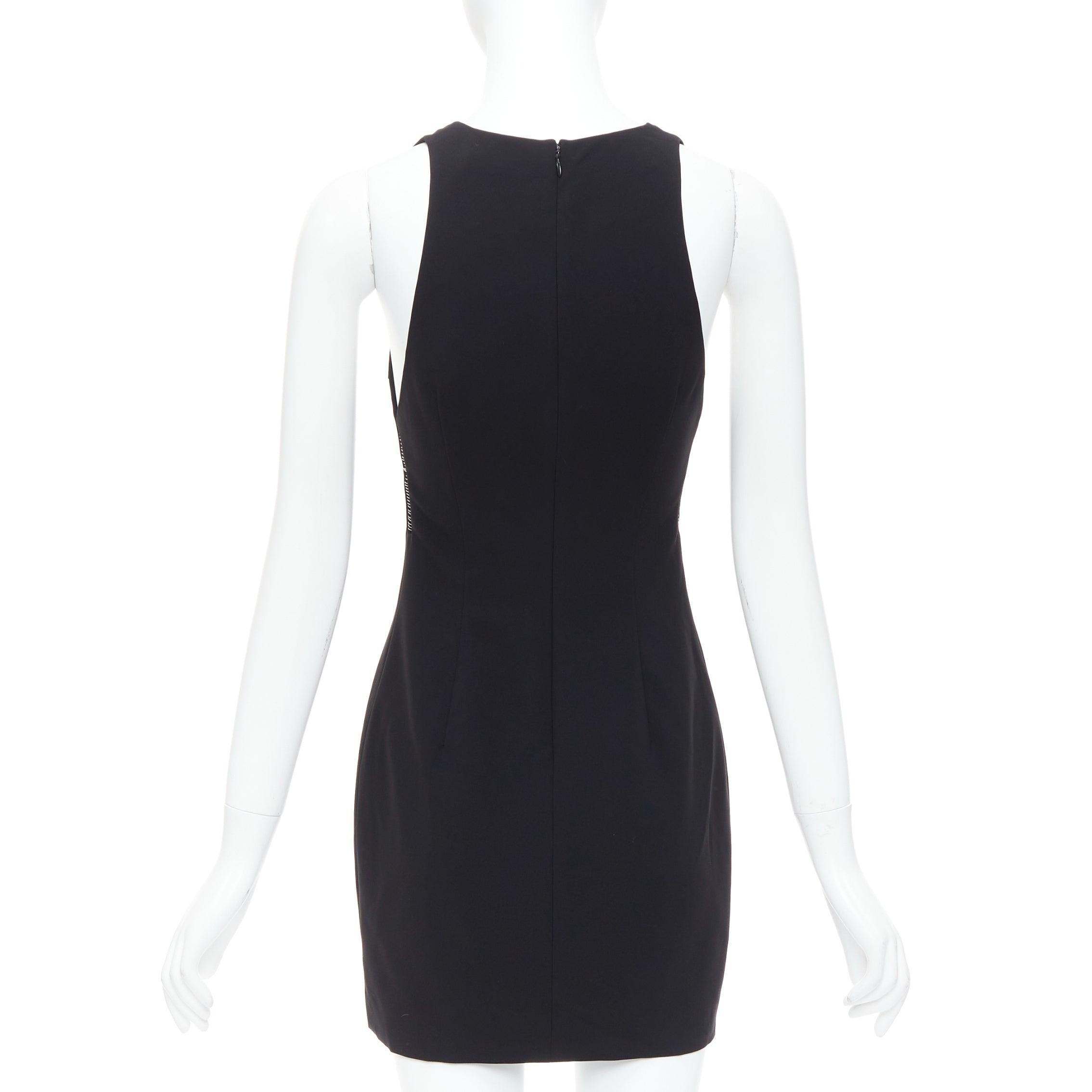 Women's ALEXANDER WANG black fish wire plunge neck mini dress US2 S For Sale