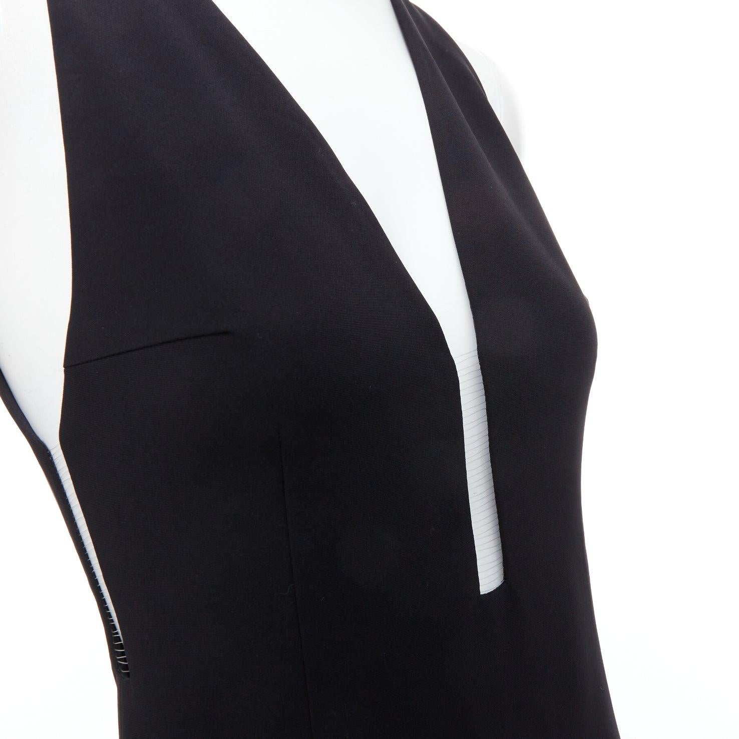 ALEXANDER WANG black fish wire plunge neck mini dress US2 S For Sale 2