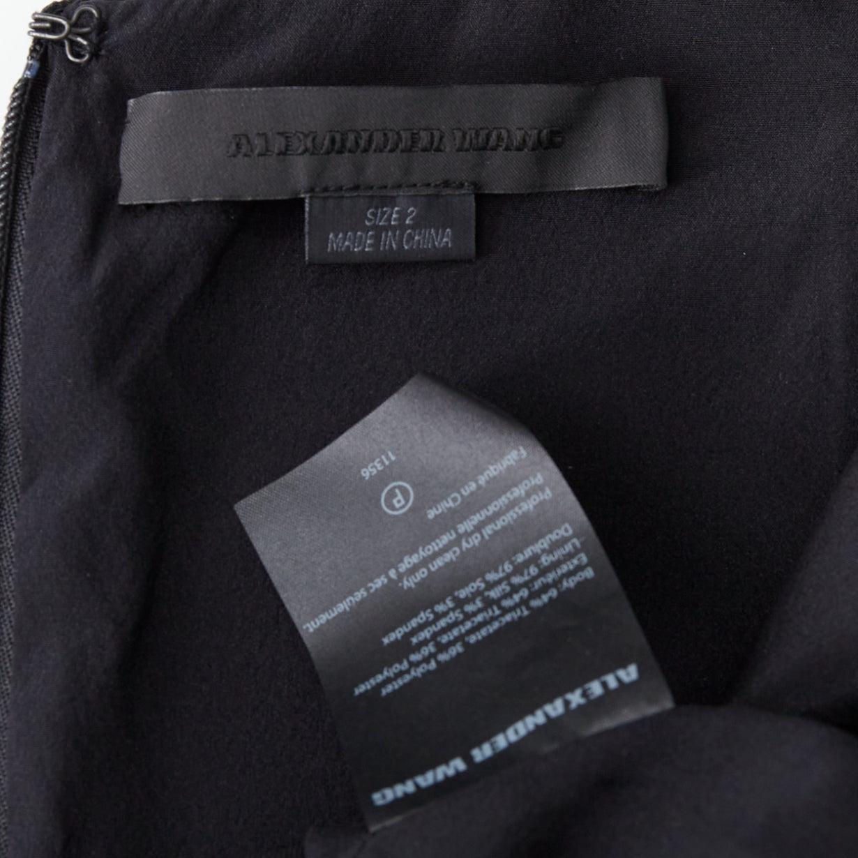 ALEXANDER WANG black fish wire plunge neck mini dress US2 S For Sale 4