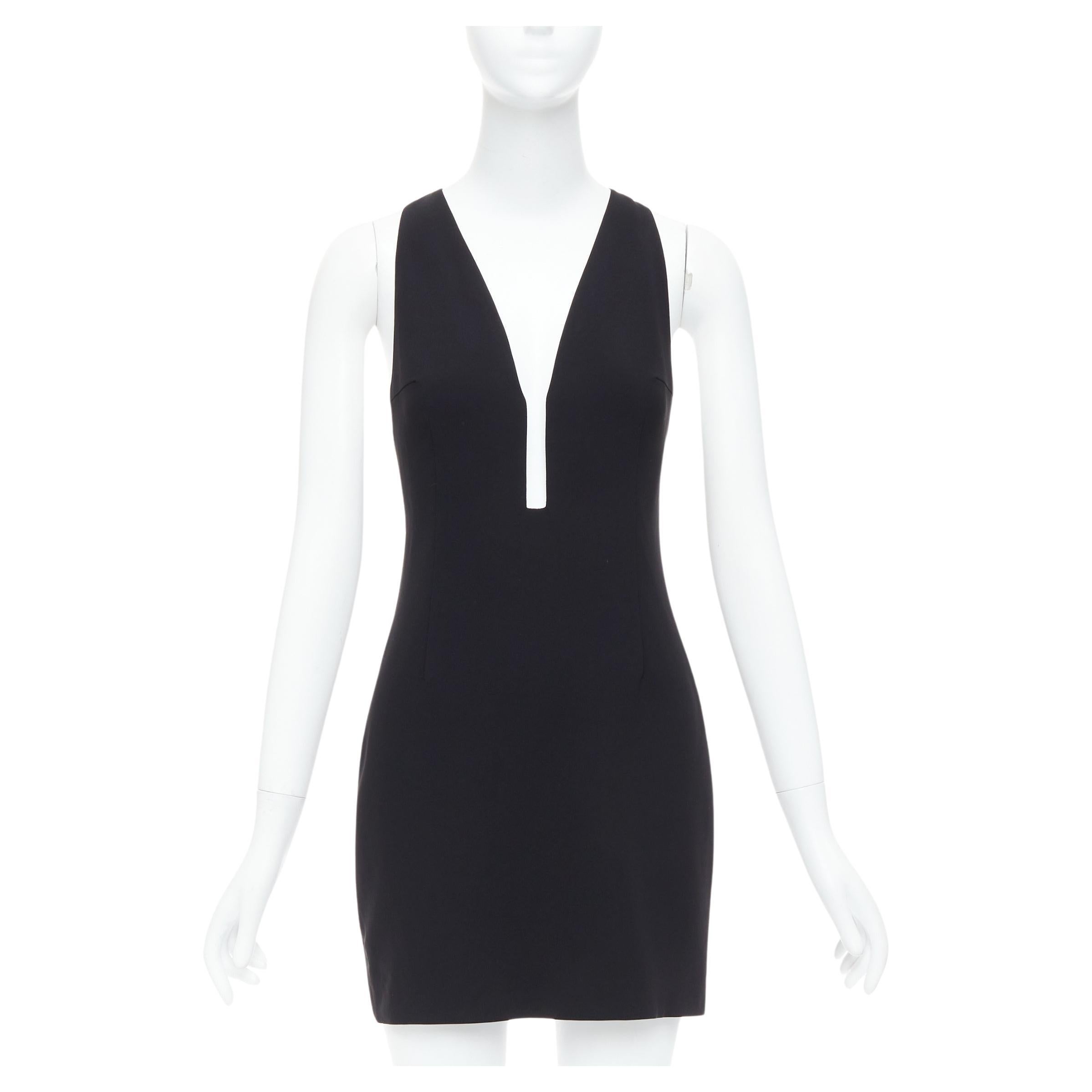 ALEXANDER WANG black fish wire plunge neck mini dress US2 S For Sale