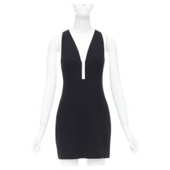 ALEXANDER WANG black fish wire plunge neck mini dress US2 S