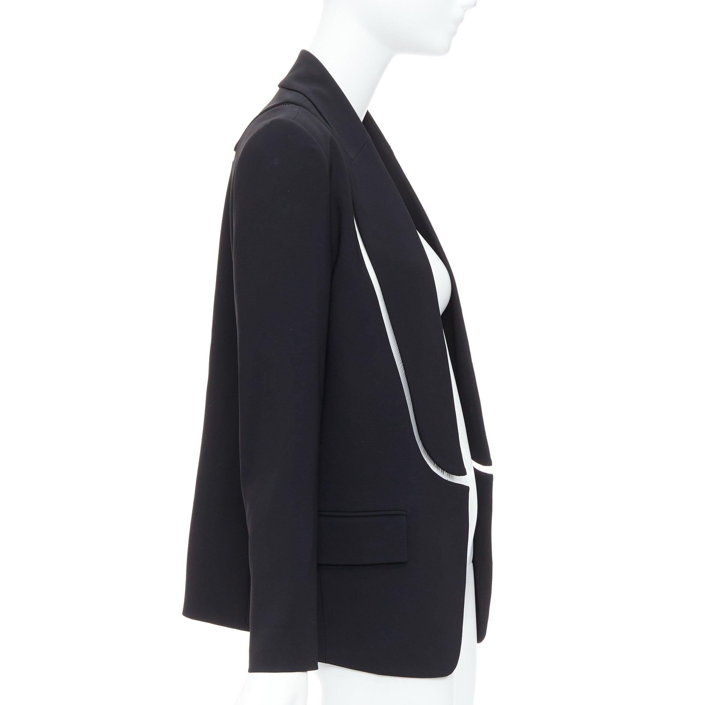ALEXANDER WANG black fish wise tcut out long blazer jacket US0 XS In Good Condition For Sale In Hong Kong, NT