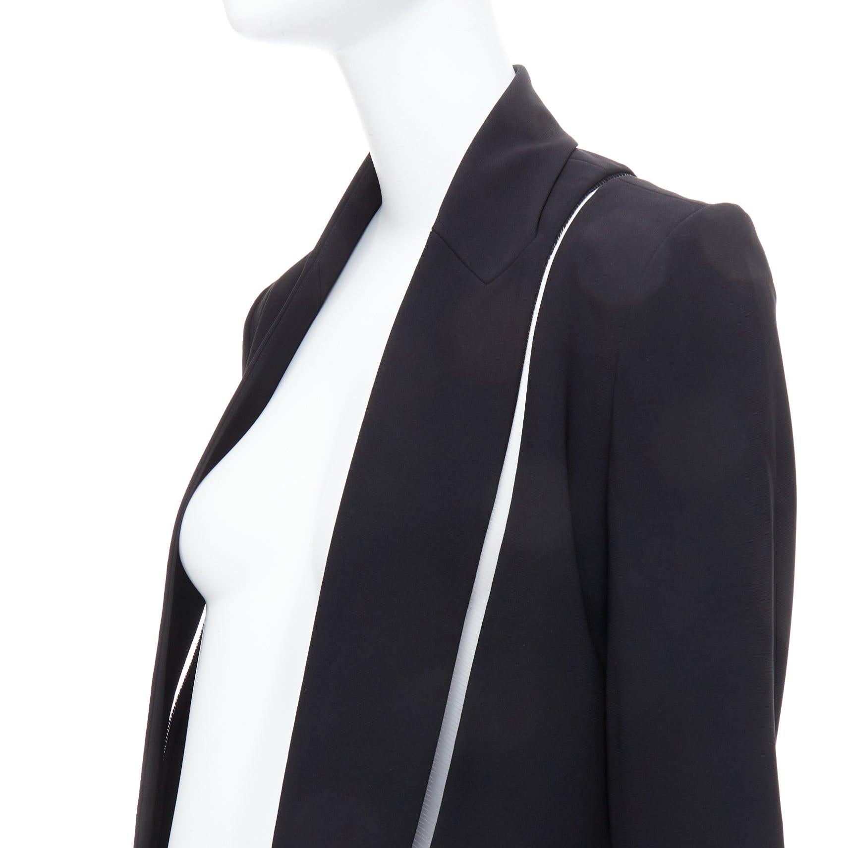 ALEXANDER WANG black fish wise tcut out long blazer jacket US0 XS For Sale 2