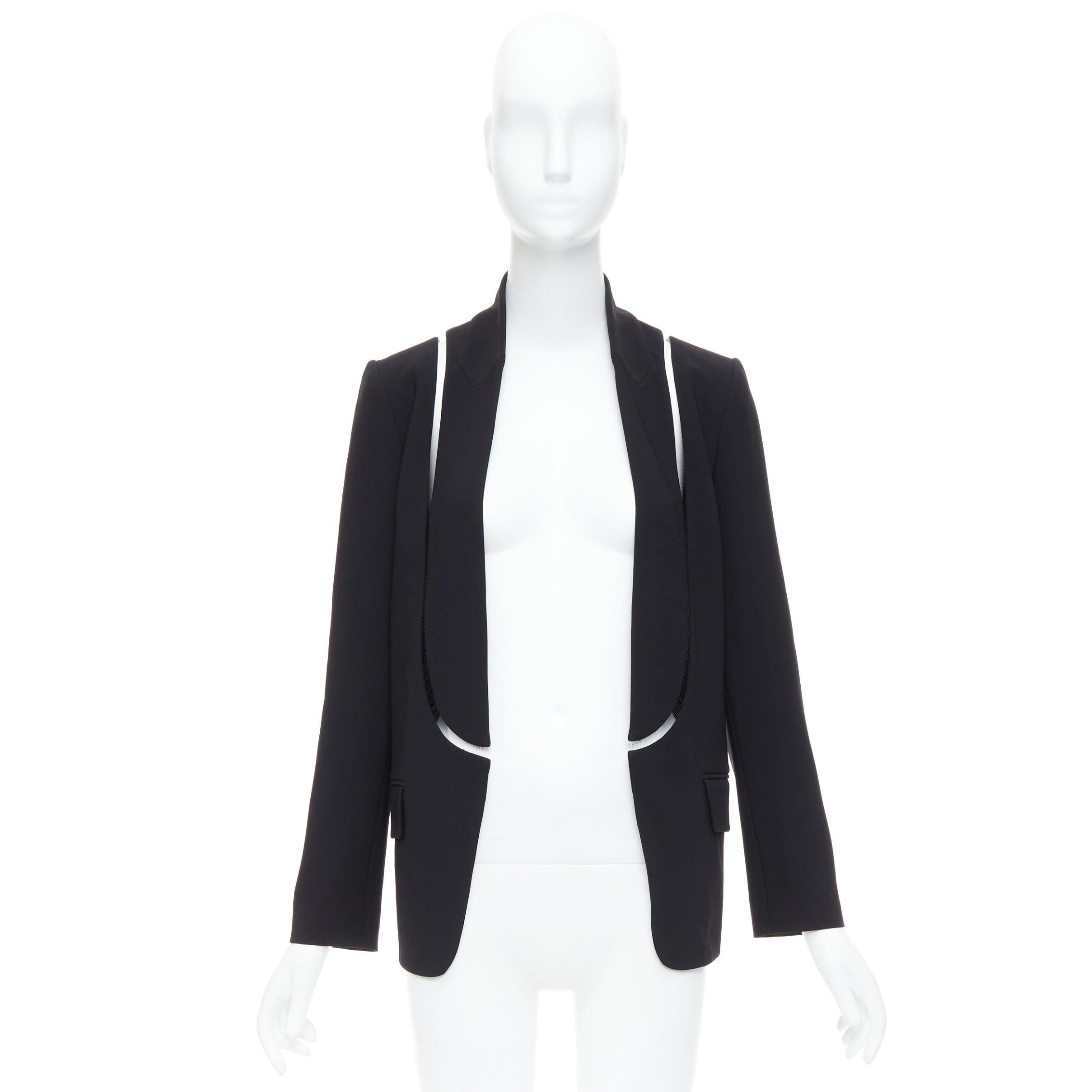 ALEXANDER WANG black fish wise tcut out long blazer jacket US0 XS For Sale 4
