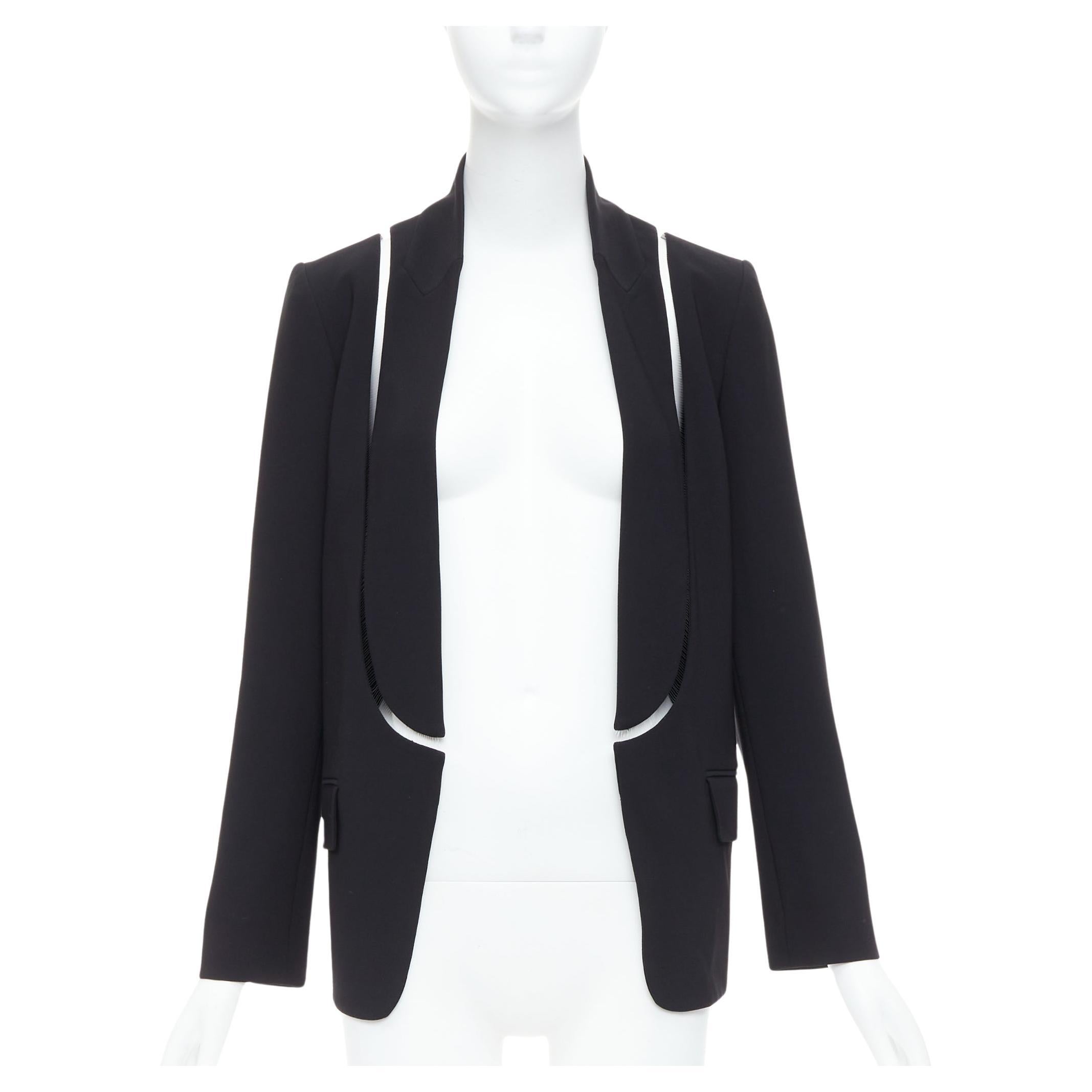 ALEXANDER WANG black fish wise tcut out long blazer jacket US0 XS For Sale