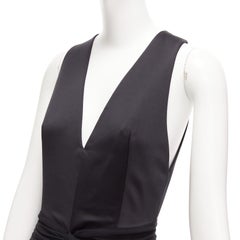 ALEXANDER WANG - Robe codycon au genou, drapée sur le devant, col en V, doublée de soie, noir US4 S