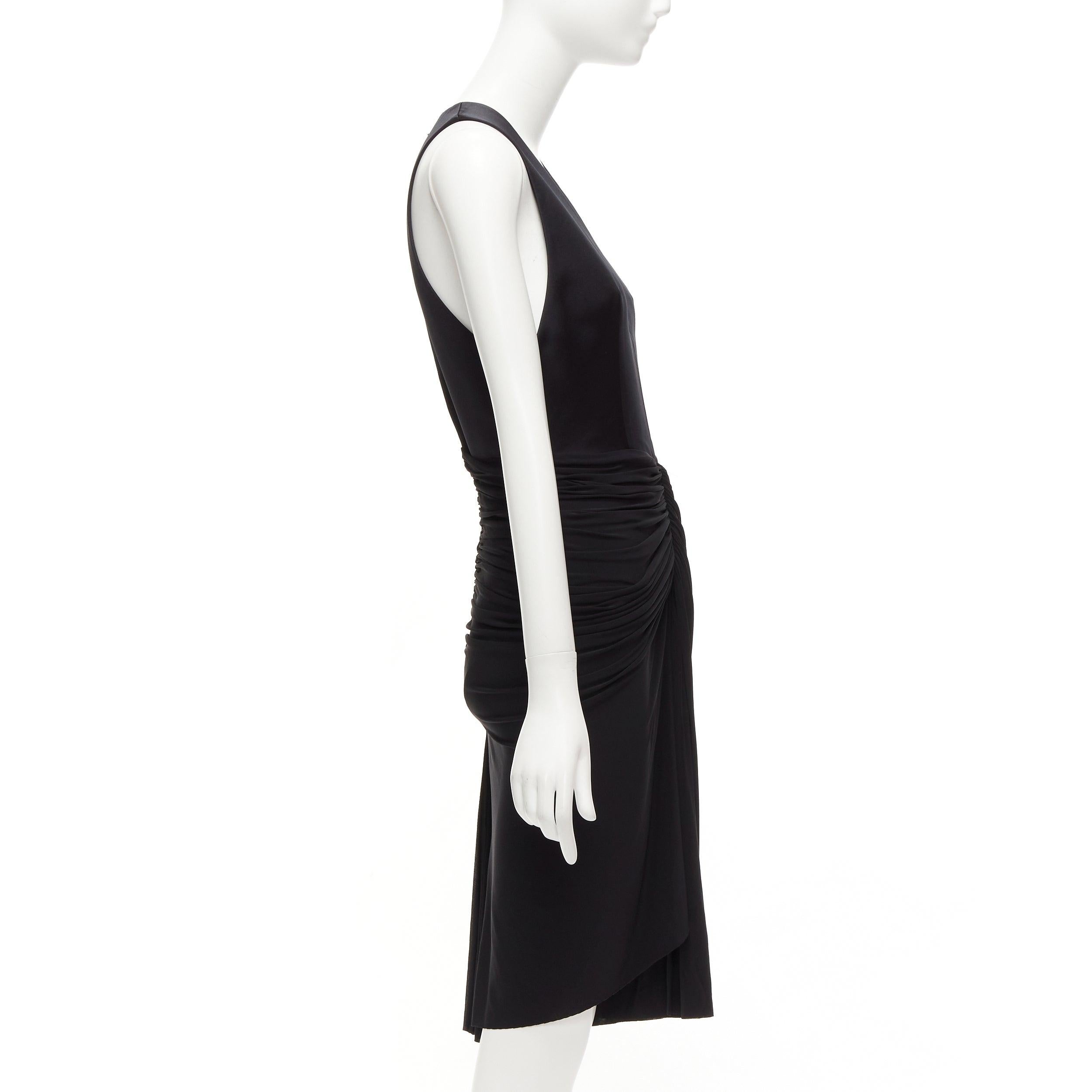 ALEXANDER WANG black front drape vneck silk lined knee codycon dress US4 S In Excellent Condition For Sale In Hong Kong, NT