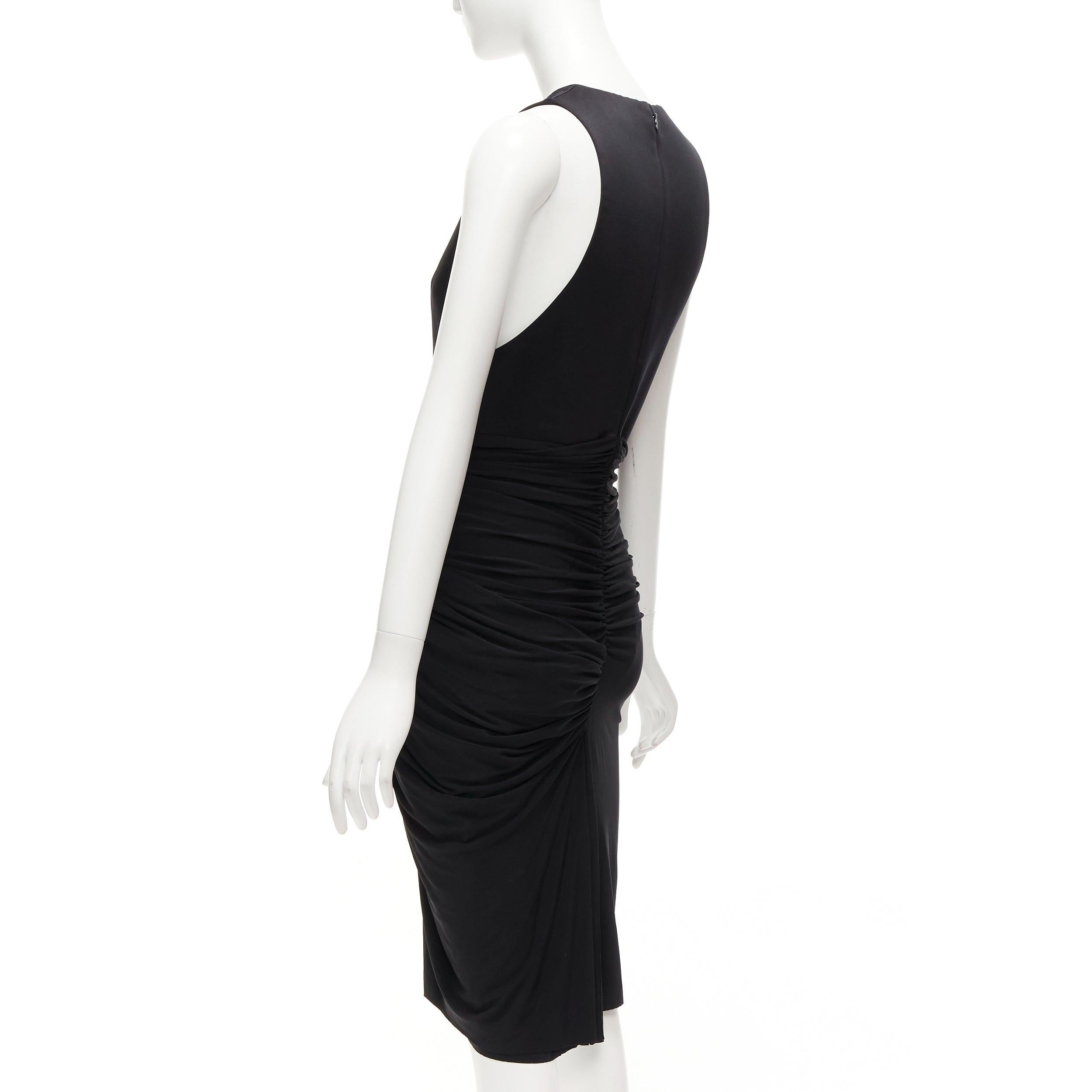 ALEXANDER WANG black front drape vneck silk lined knee codycon dress US4 S For Sale 1
