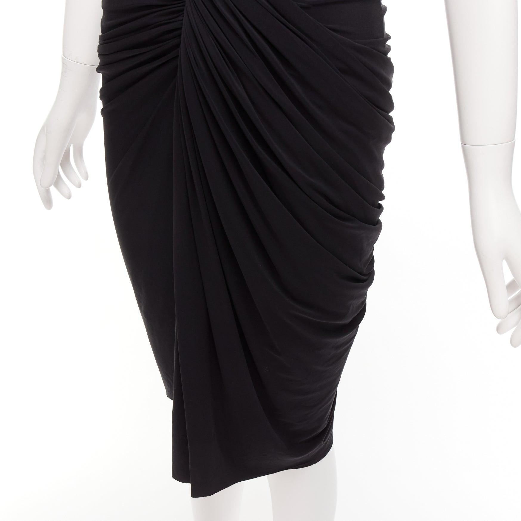 ALEXANDER WANG black front drape vneck silk lined knee codycon dress US4 S For Sale 2