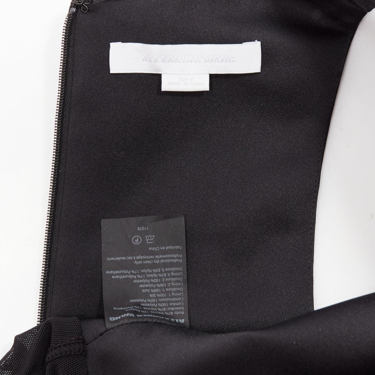 ALEXANDER WANG black front drape vneck silk lined knee codycon dress US4 S For Sale 3
