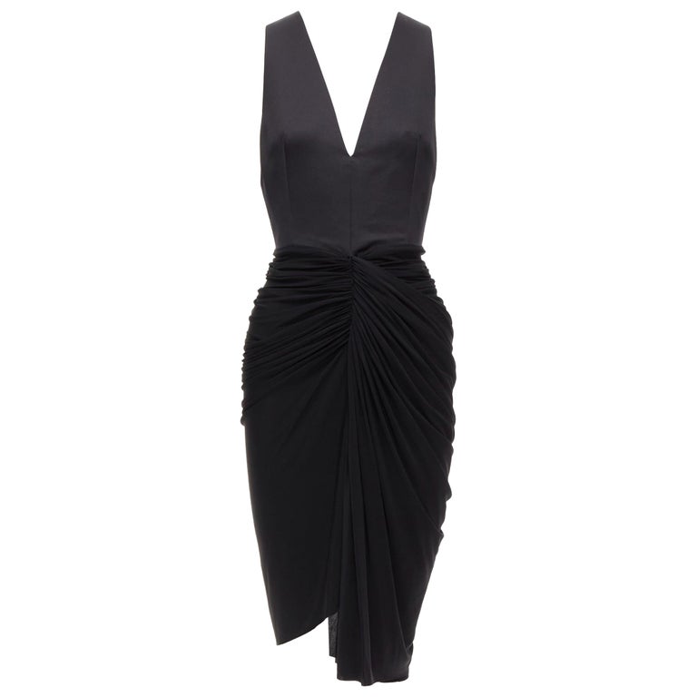 ALEXANDER WANG black front drape vneck silk lined knee codycon dress US4 S at 1stDibs ALEXANDER WANG black front drape vneck silk lined knee codycon dress US4 S at 1stDibs