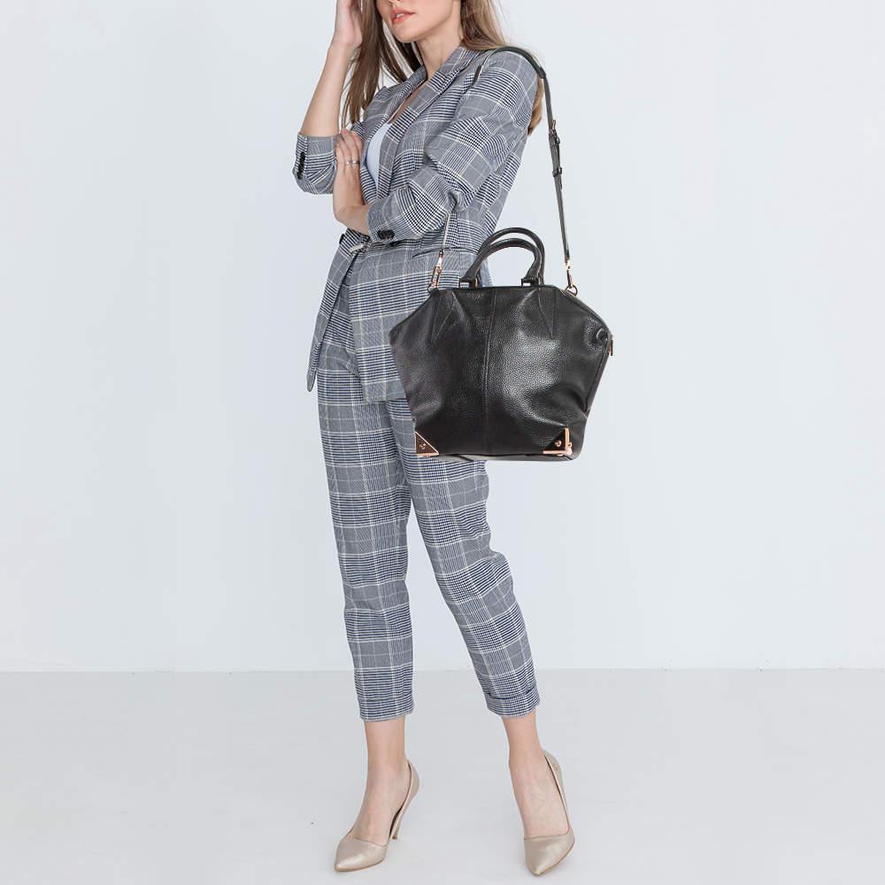 Alexander Wang Black Grain Leather Emile Satchel For Sale 7