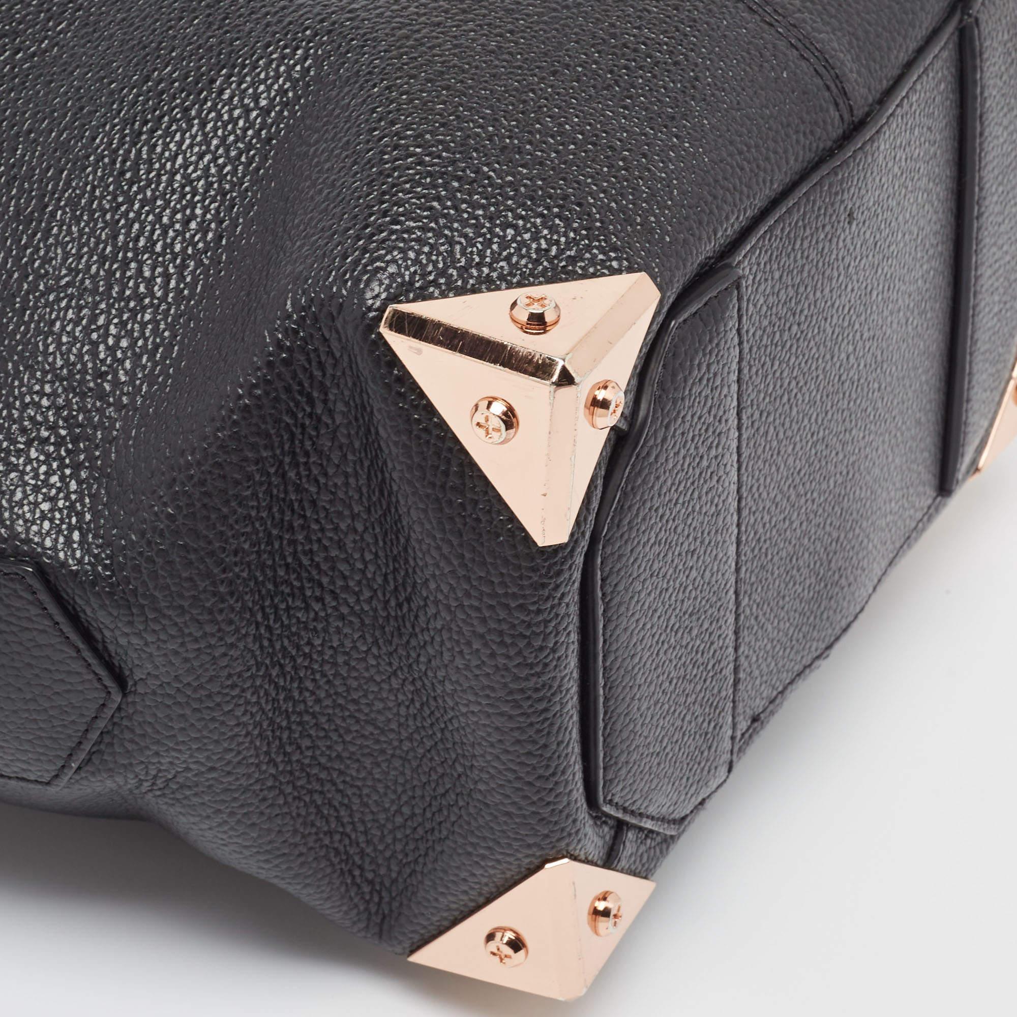 Alexander Wang Black Grain Leather Emile Satchel For Sale 11