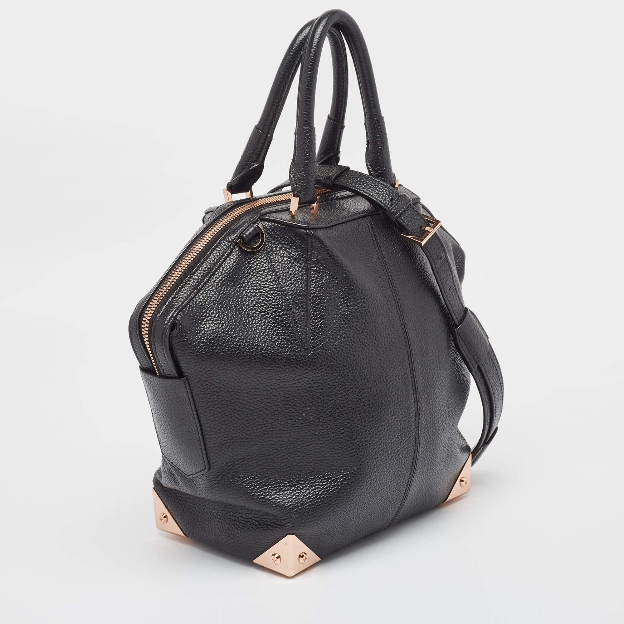 Alexander Wang Black Grain Leather Emile Satchel For Sale 4