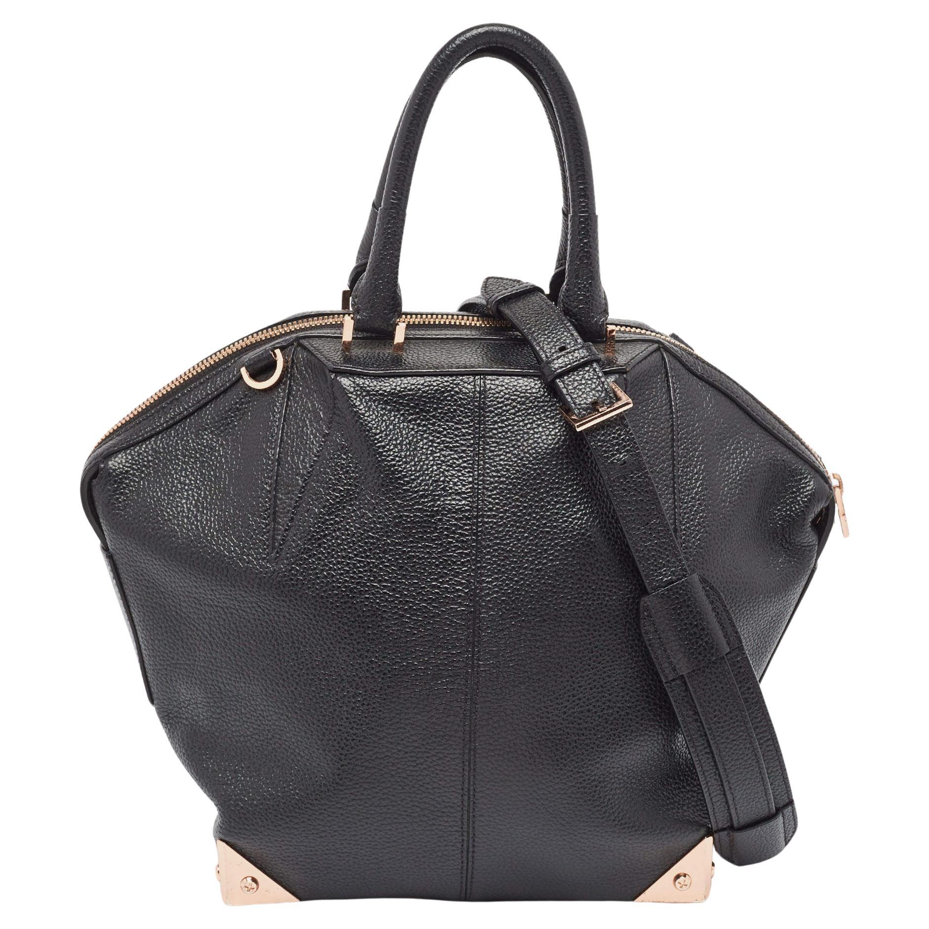 Alexander Wang Black Grain Leather Emile Satchel For Sale