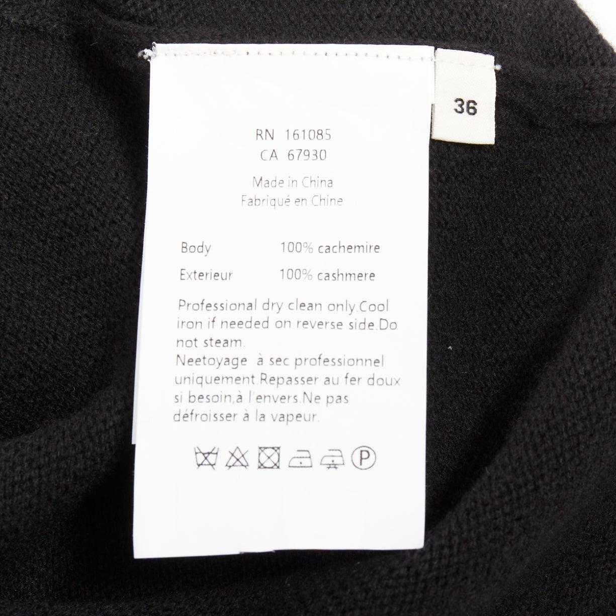 ALEXANDER WANG black Hotfix crystal double cashmere cropped sweater IT36 XXS en vente 3