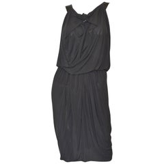 Alexander Wang Black Jersey Dress with Leather Harness Detail