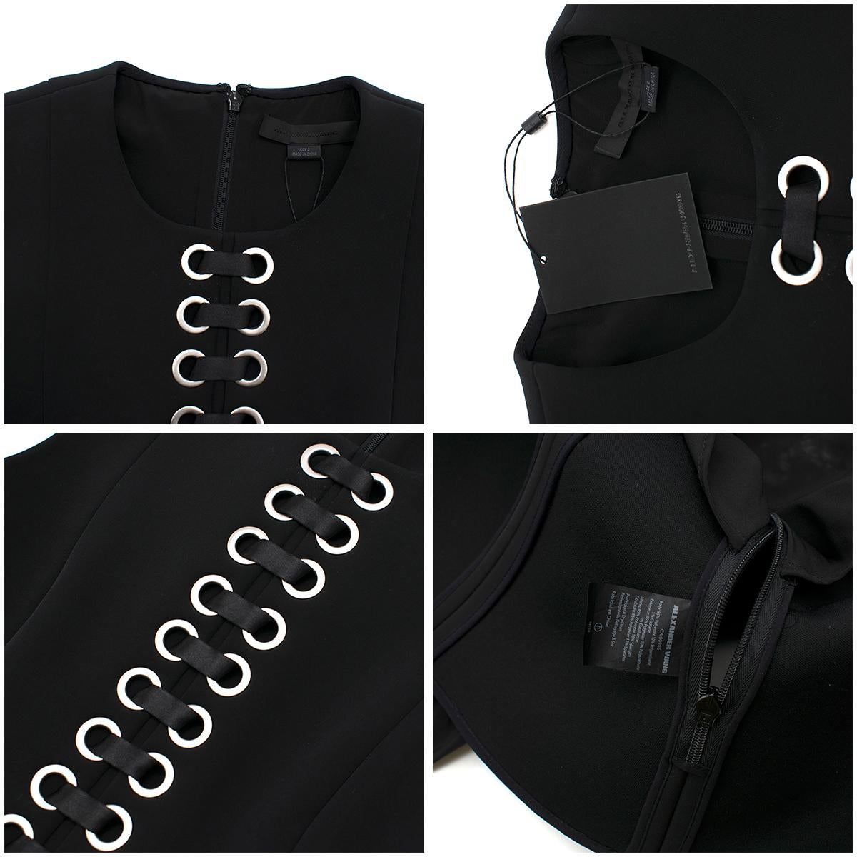 Alexander Wang Black Lace-Up Peplum Top & Pleated Skirt  Top- 2, Skirt- 4 (XS) 1