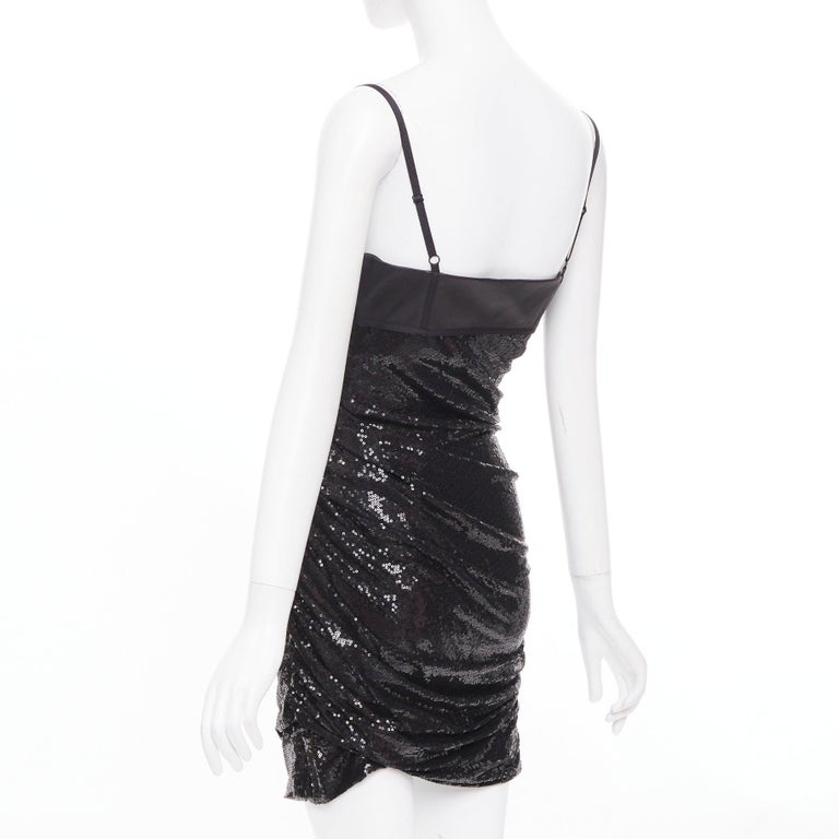 alexander wang leather dress black lambskin Sequin Goddess ruched US4 S For Sale at 1stDibs KDEM