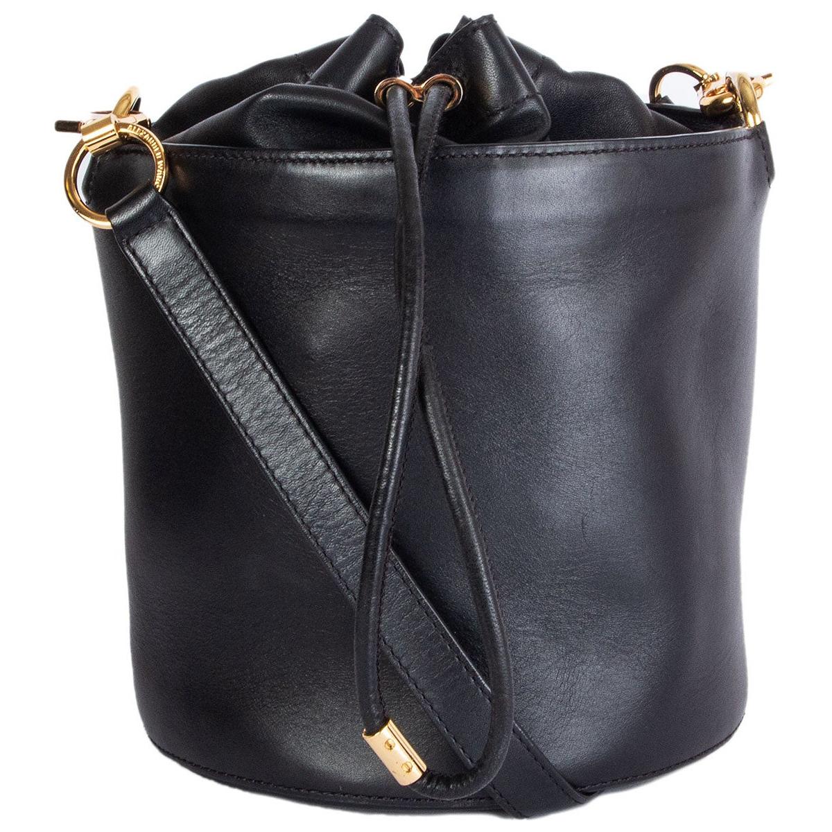 ALEXANDER WANG black leather ALPHA Bucket Bag