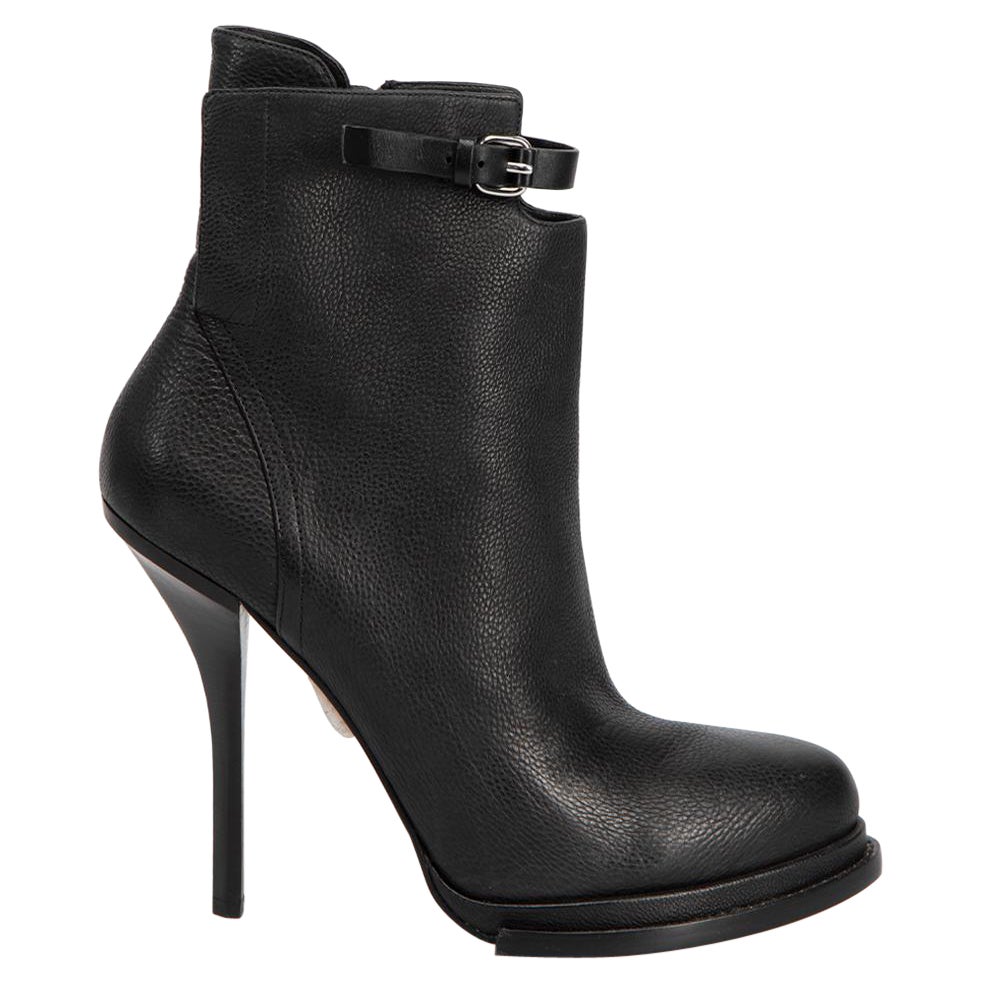 Alexander Wang Black Leather Aymeline Heeled Ankle Boots Size IT 41