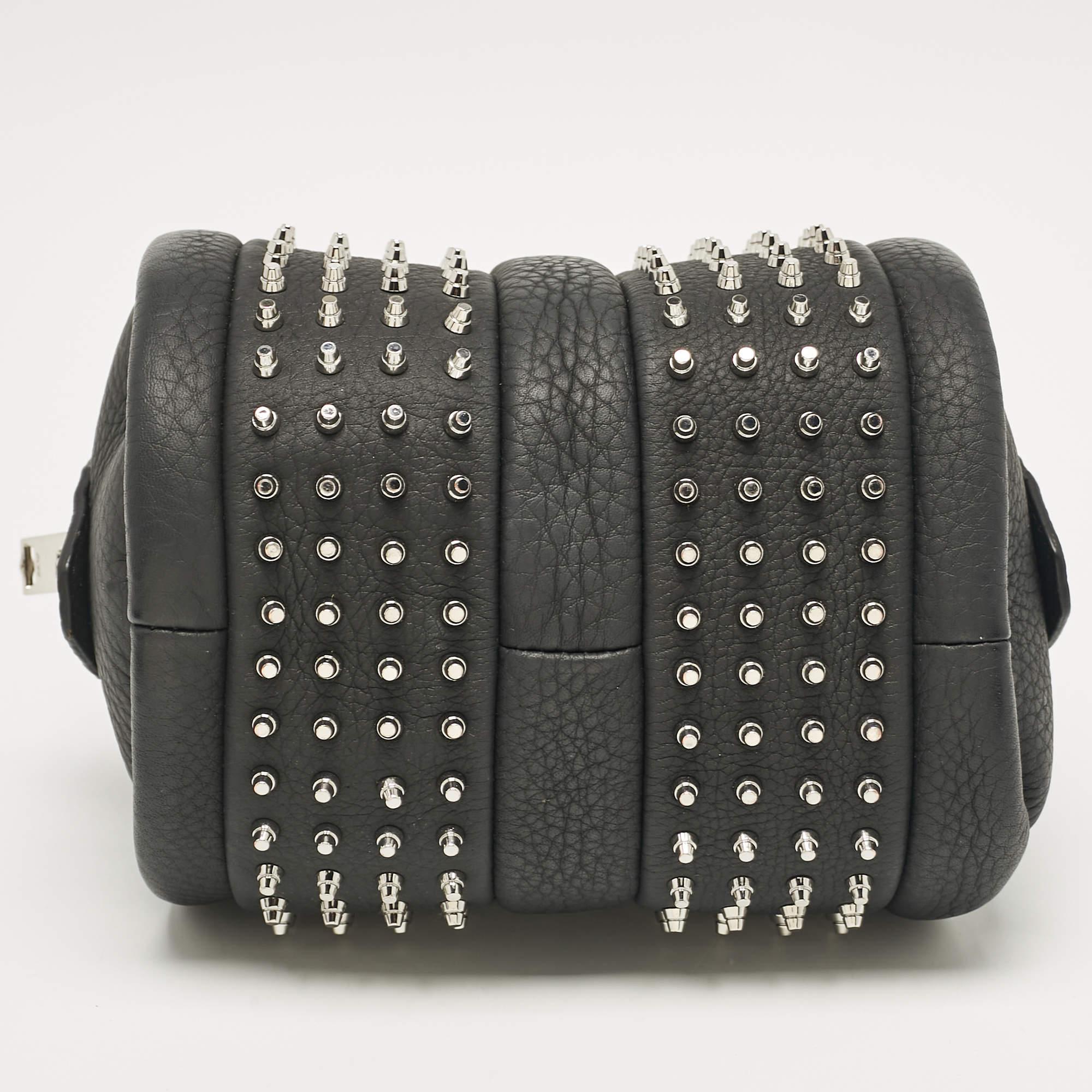Alexander Wang Black Leather Baby Rockie Micro Stud Duffel Bag 2