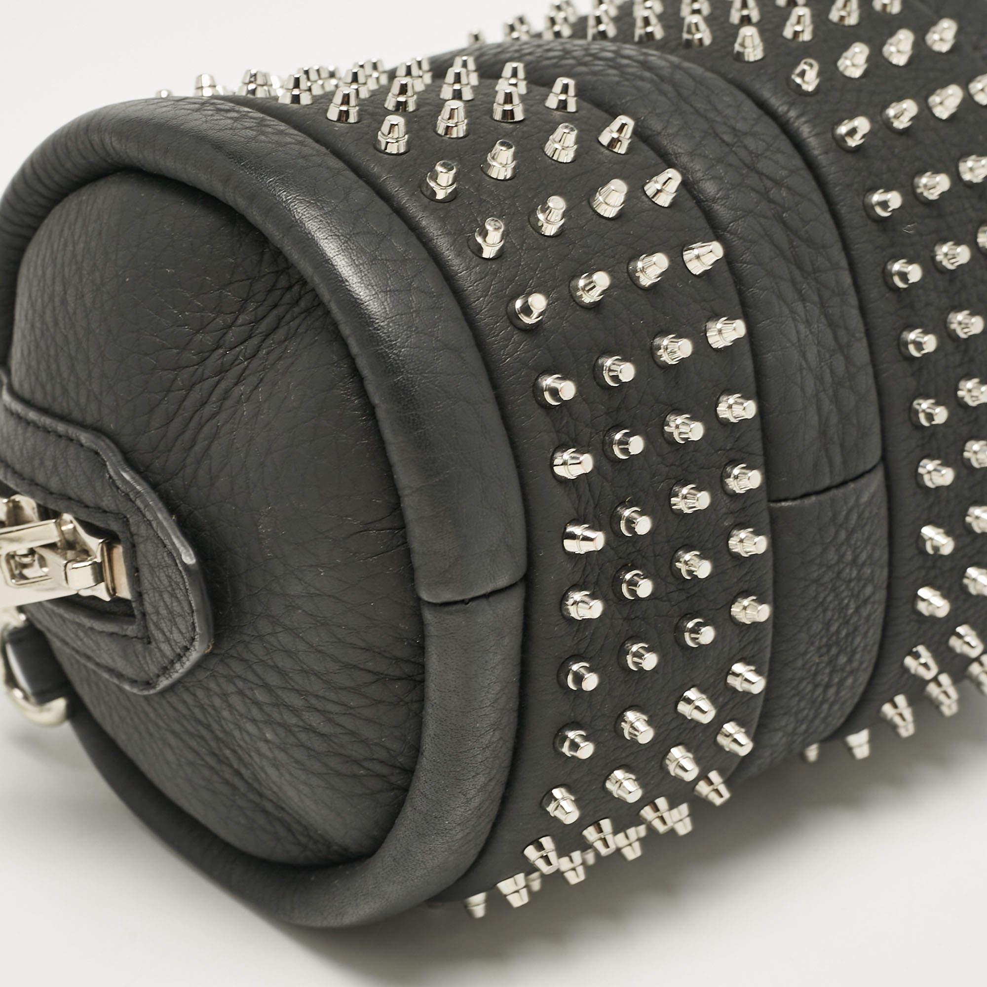 Alexander Wang Black Leather Baby Rockie Micro Stud Duffel Bag 5
