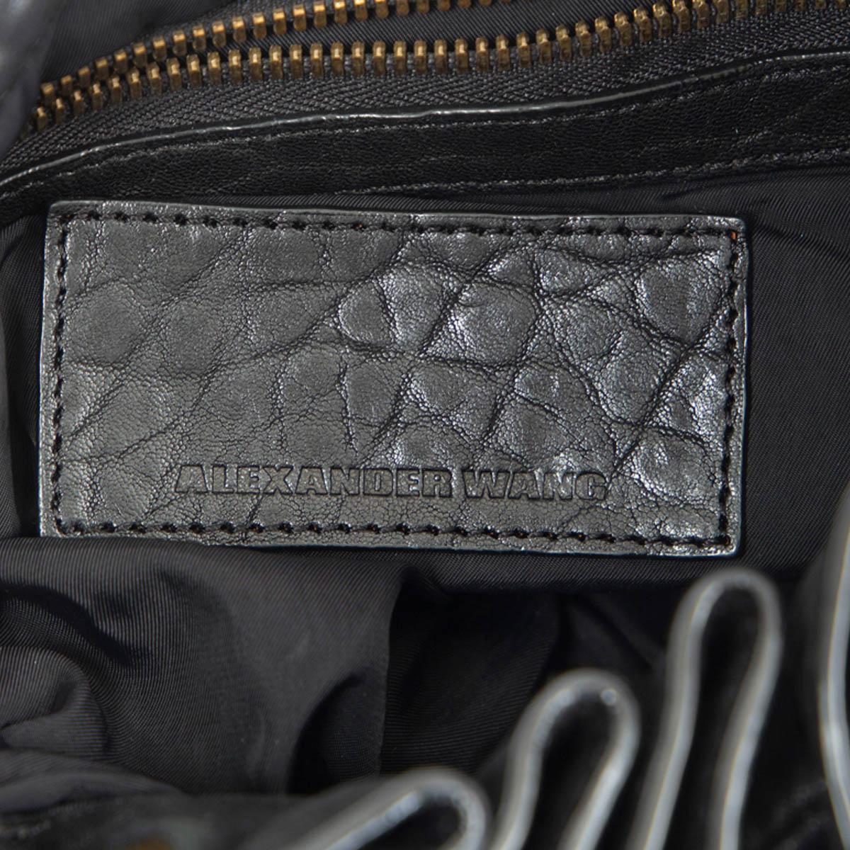 Black ALEXANDER WANG black leather DIEGO MEDIUM Bucket Shoulder Bag For Sale