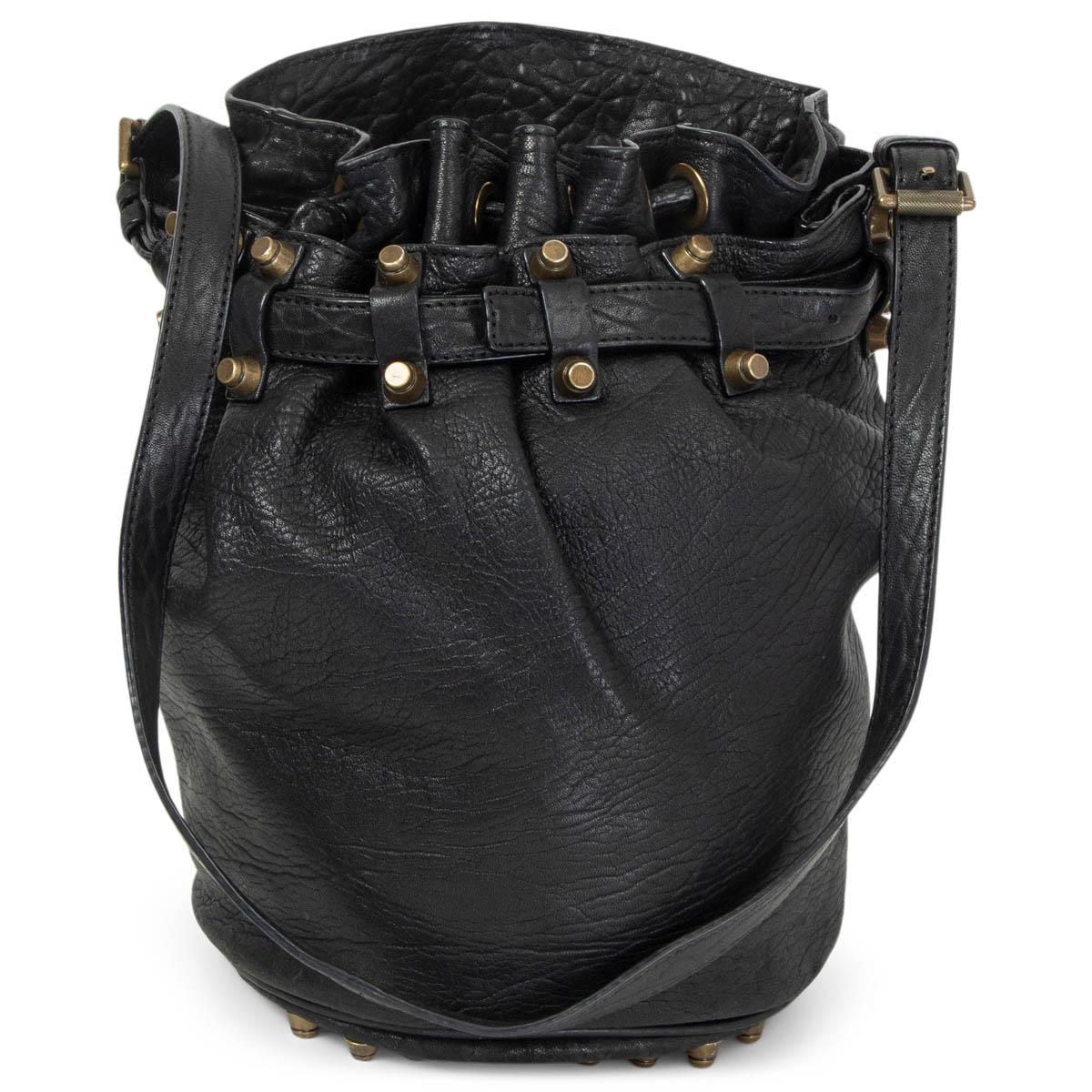 ALEXANDER WANG black leather DIEGO MEDIUM Bucket Shoulder Bag For Sale