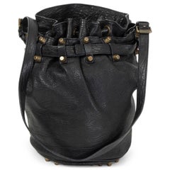 Used ALEXANDER WANG black leather DIEGO MEDIUM Bucket Shoulder Bag