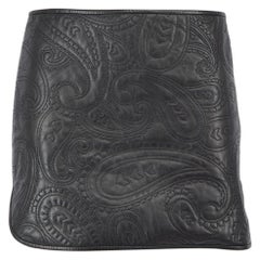 Alexander Wang Black Leather Embroidered Skirt Size XS