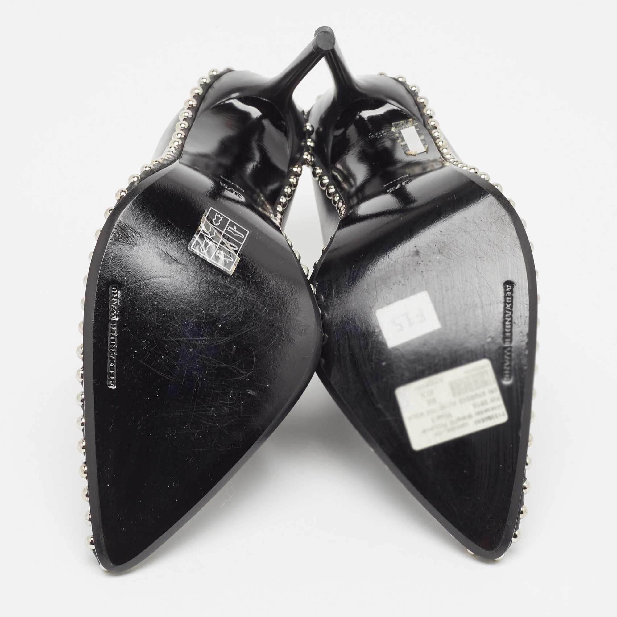 Alexander Wang Black Leather Eri Studded Mules Size 37.5 For Sale 2