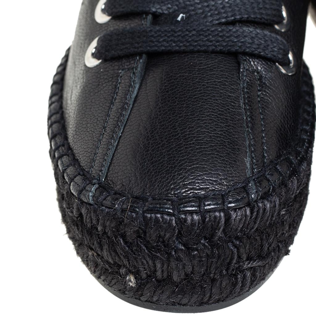 Women's Alexander Wang Black Leather Espadrille Sneakers Size 38