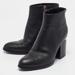 Alexander Wang Black Leather Gabi Ankle Length Boots Size 38