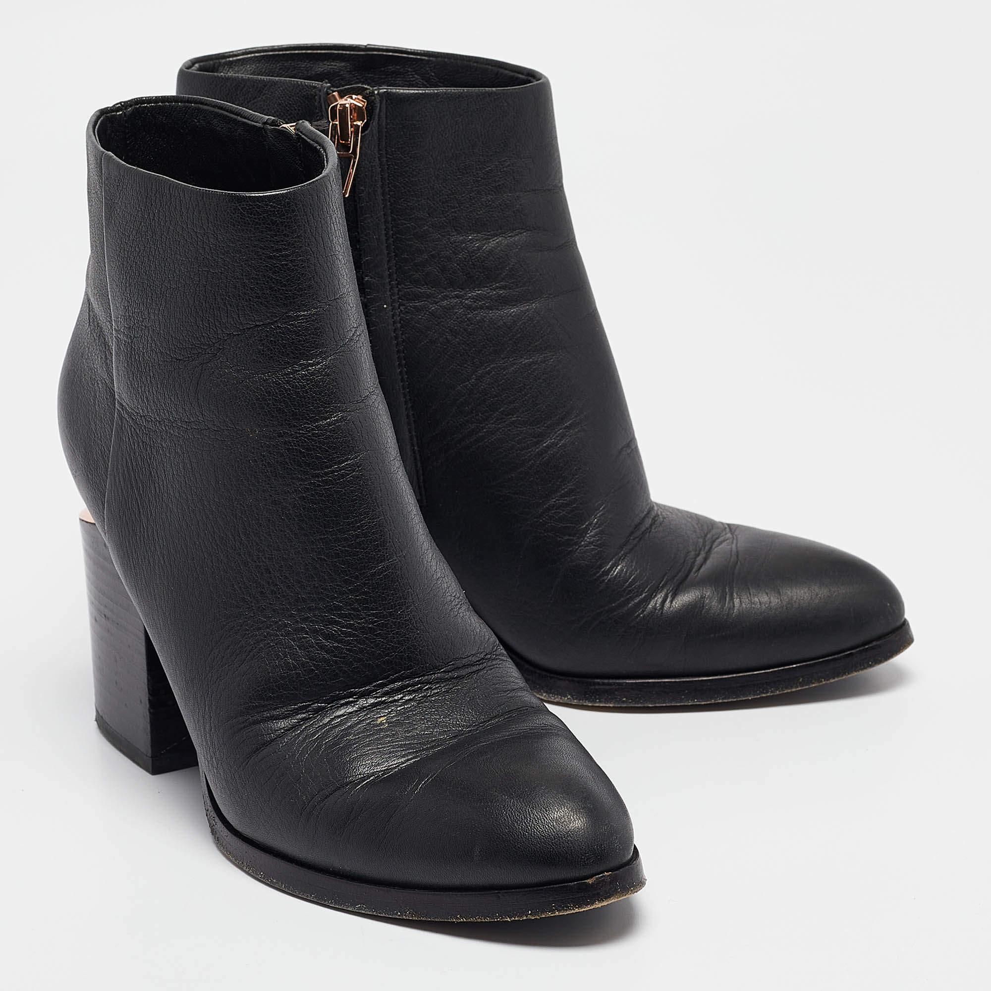 Women's Alexander Wang Black Leather Gabi Ankle Length Boots Size 38 For Sale