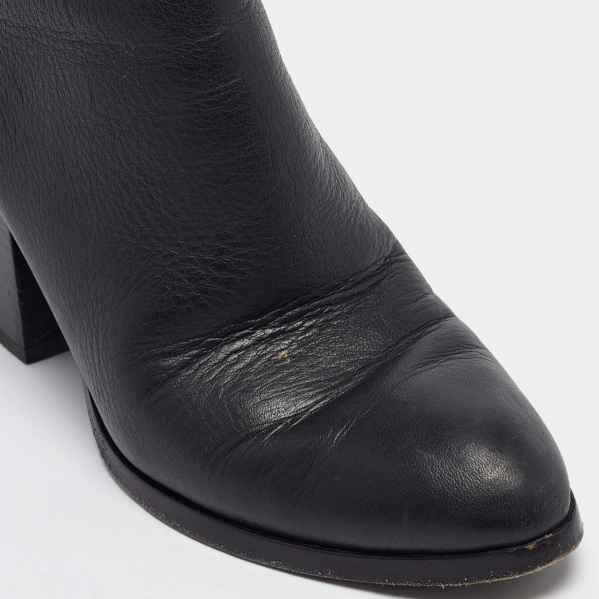 Alexander Wang Black Leather Gabi Ankle Length Boots Size 38 For Sale 3