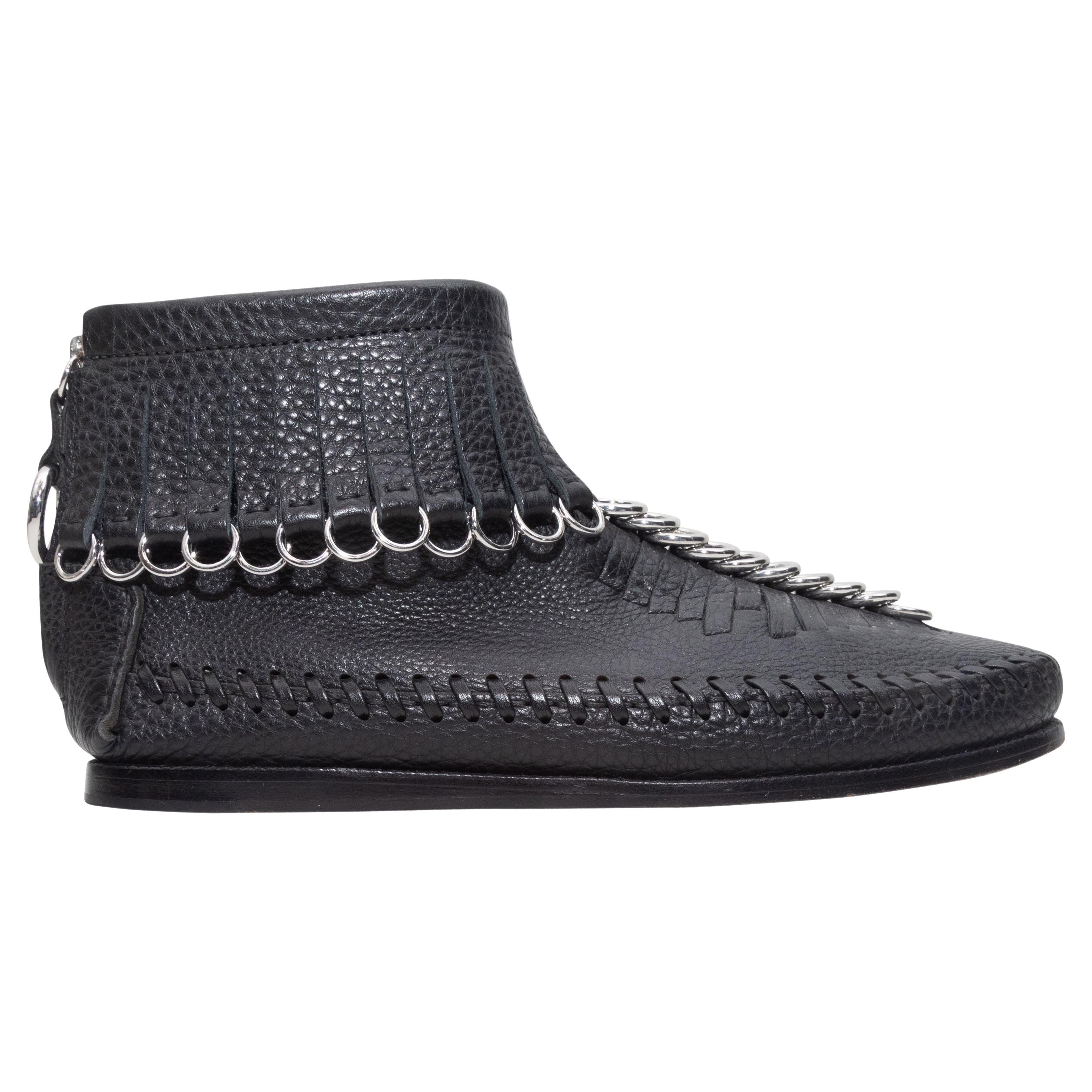 Alexander Wang Black Leather O-Ring Moccasins