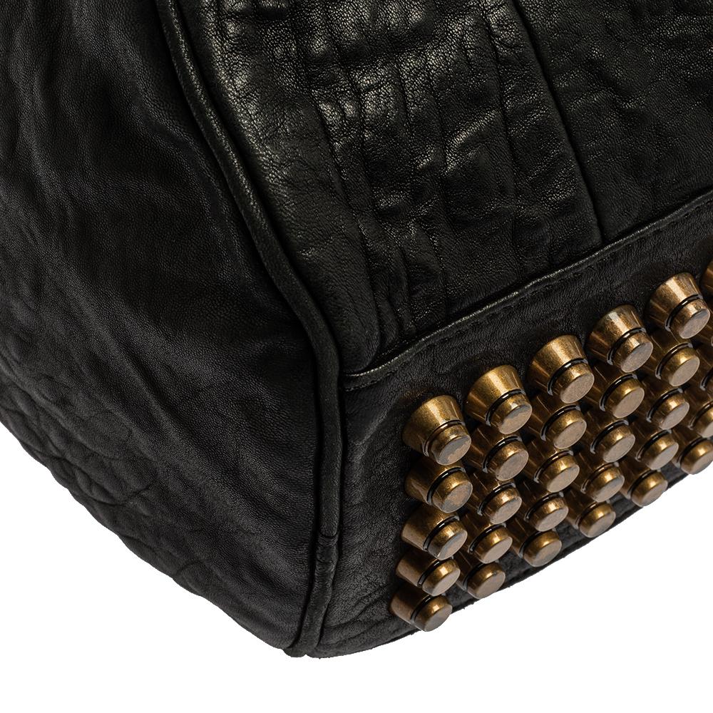 Alexander Wang Black Leather Rocco Duffle Bag In Good Condition In Dubai, Al Qouz 2