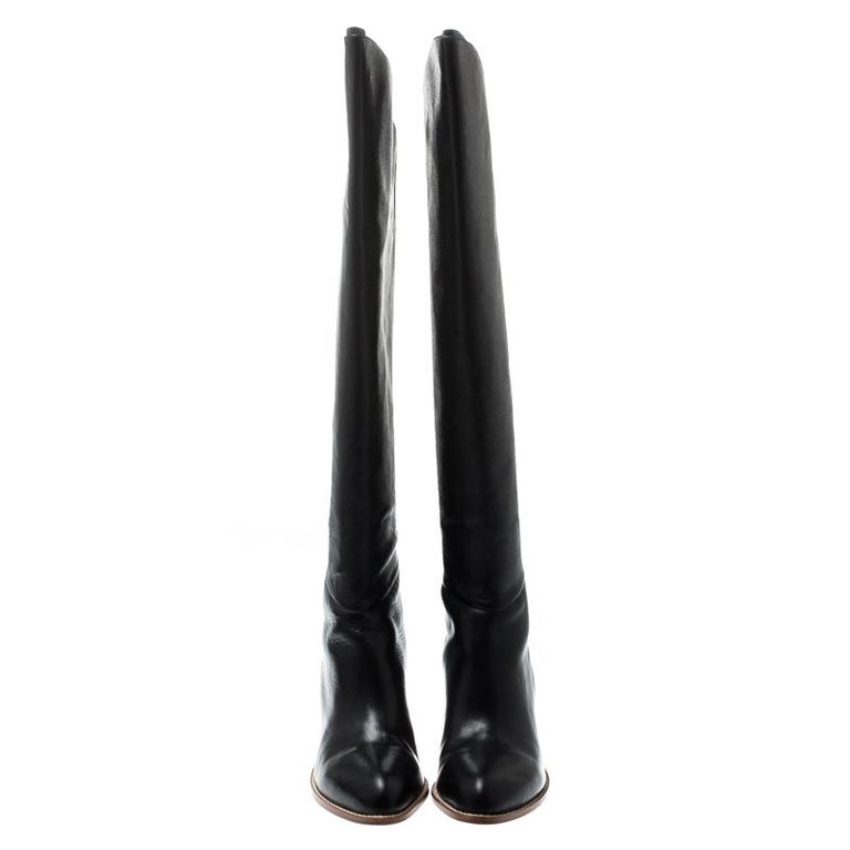 Alexander Wang Black Leather Sigrid Knee Length Boots 35 5 For Sale At 1stdibs