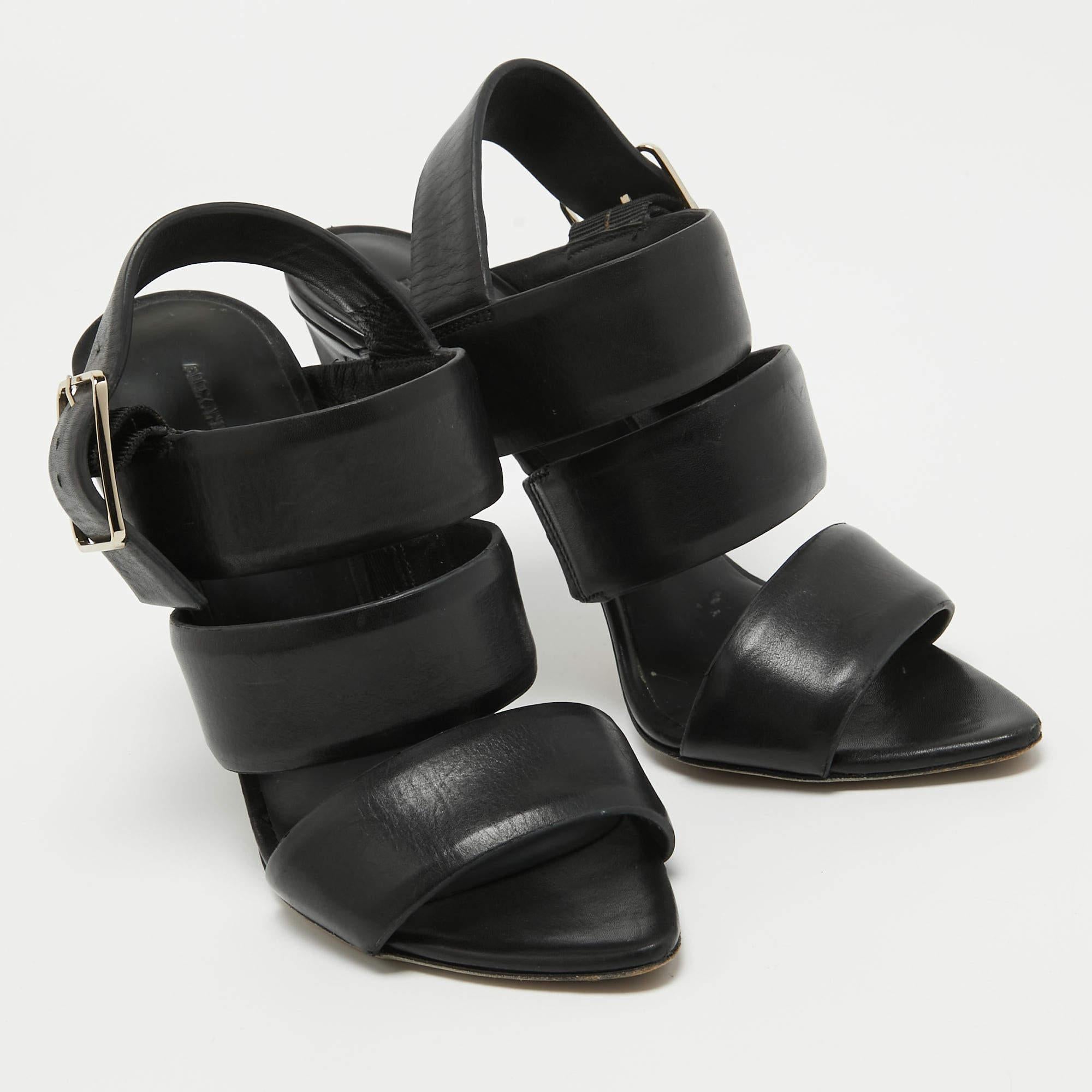 Women's Alexander Wang Black Leather Slingback Sandals Size 36.5 For Sale
