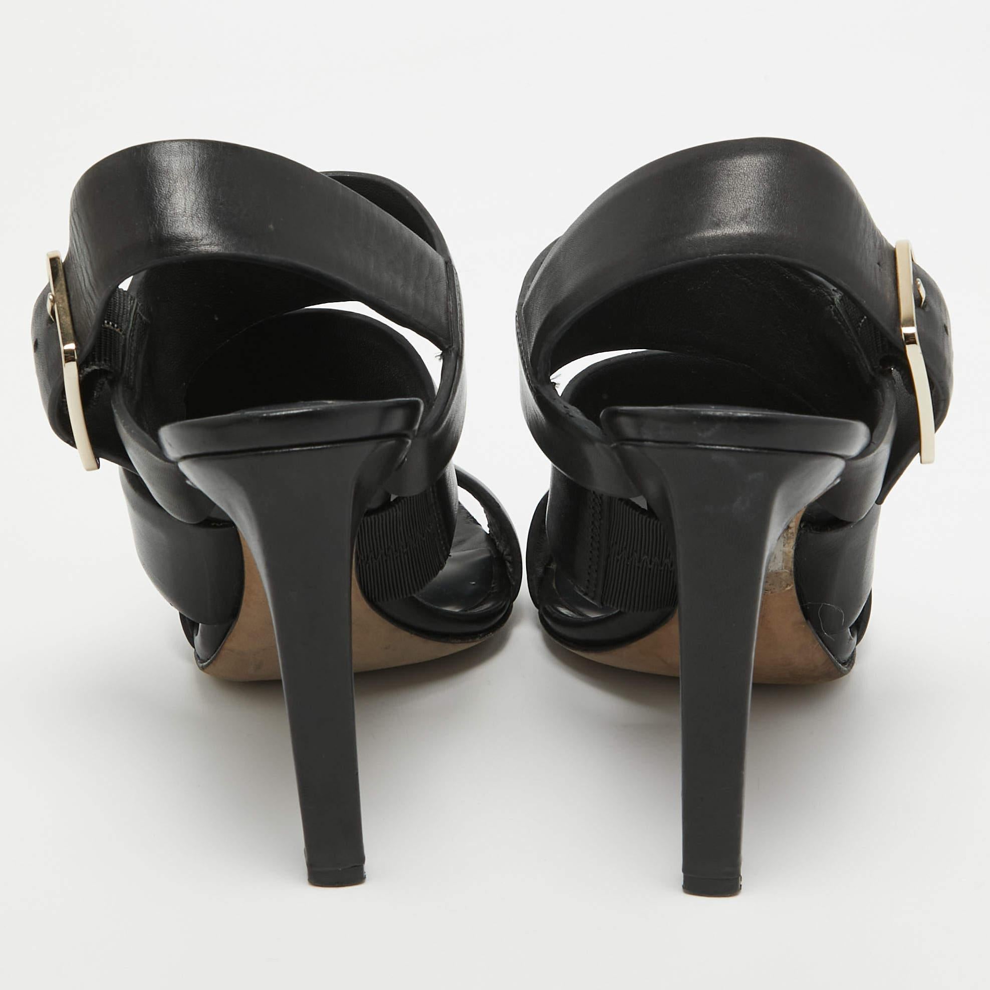 Alexander Wang Black Leather Slingback Sandals Size 36.5 For Sale 1