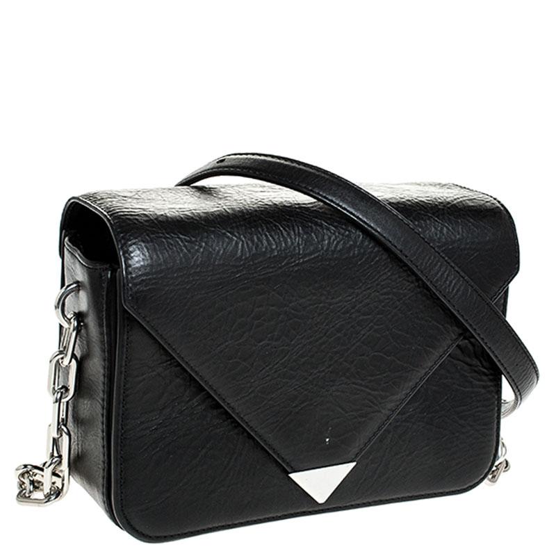Alexander Wang Black Leather Small Prisma Envelope Crossbody Bag In Good Condition In Dubai, Al Qouz 2