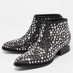 Alexander Wang Black Leather Studded Gabi Ankle Boots Size 36.5