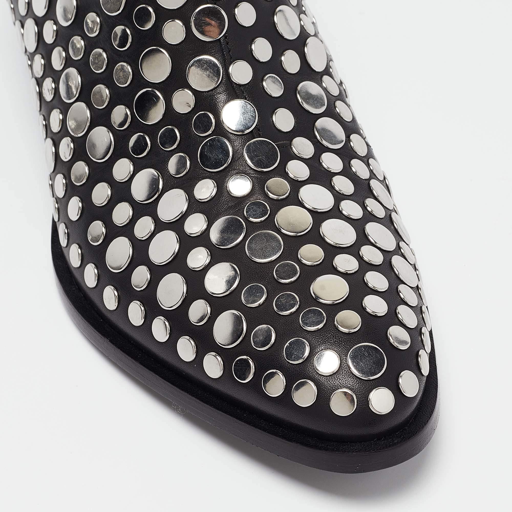 Alexander Wang - Bottines en cuir noir clouté Gabis - Taille 36,5 en vente 2