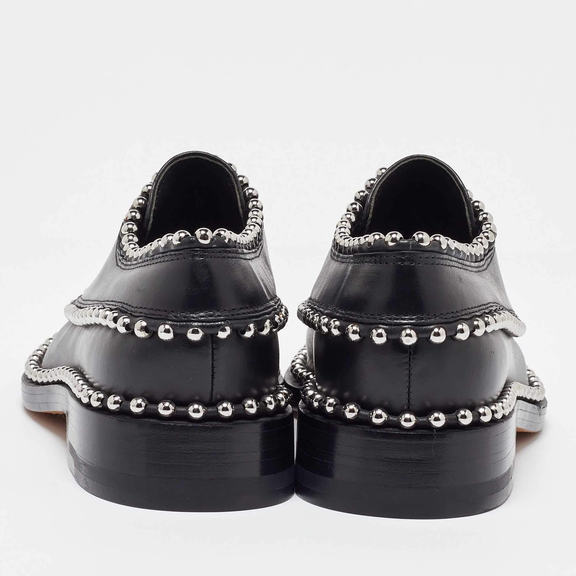 Donna Alexander Wang - Derby in pelle nera con borchie - misura 35,5