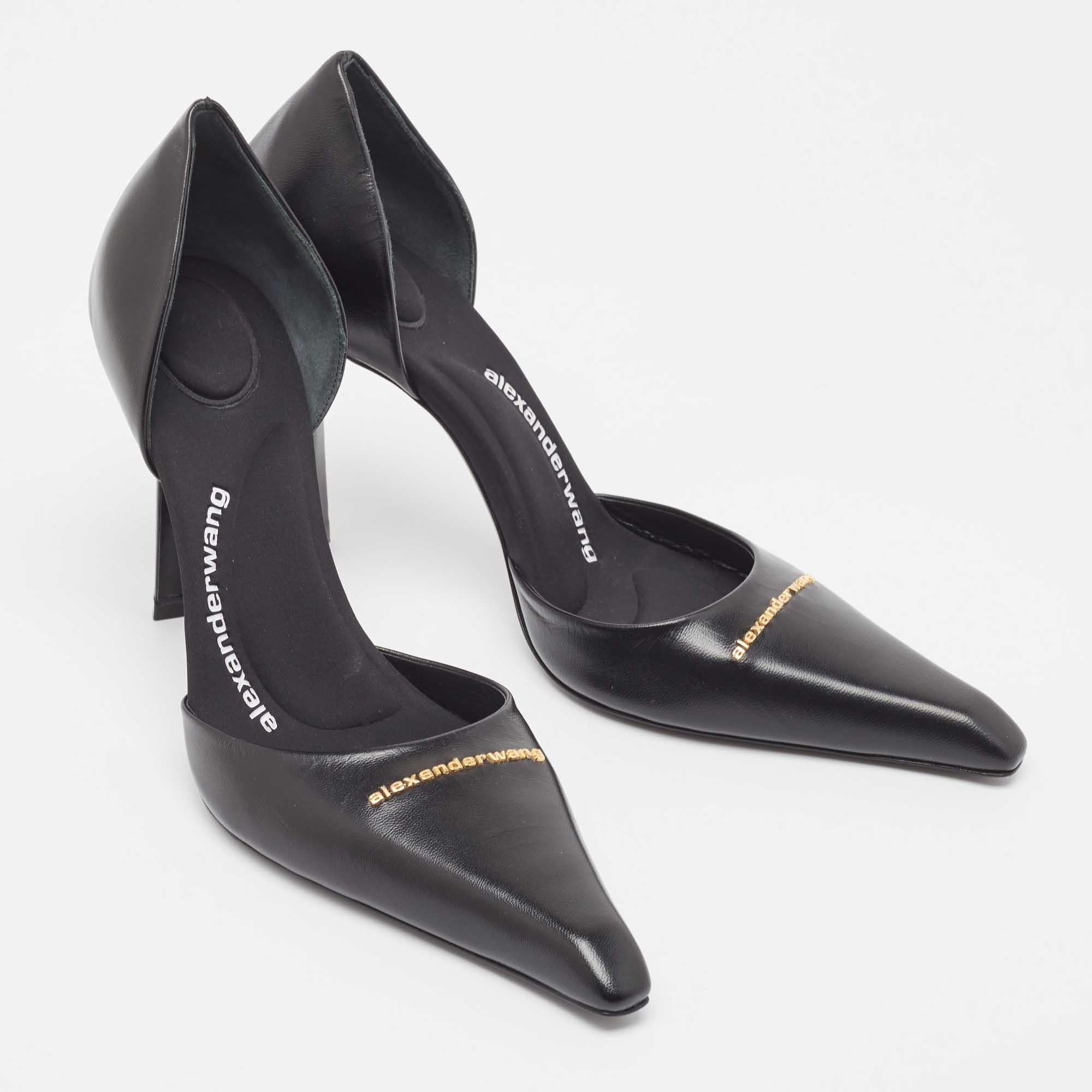 Women's Alexander Wang Black Leather Viola D'Orsay Pumps Size 39
