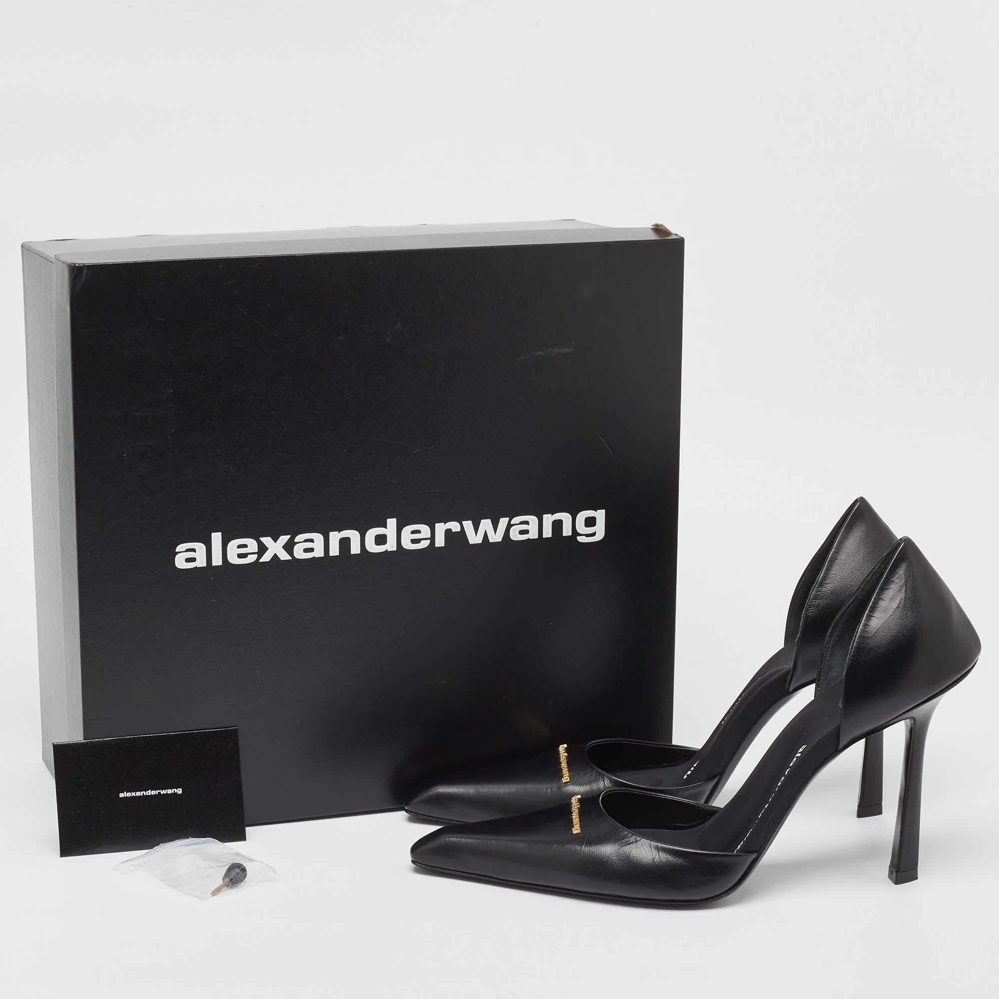 Alexander Wang Black Leather Viola D'Orsay Pumps Size 39 5